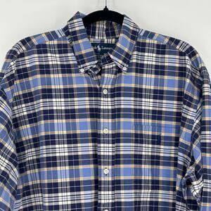 Ralph Lauren The Big Shirt Mens Medium Plaid Button Down 100% Cotton L/S, PONY